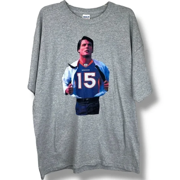 Broncos Tim Tebow Heather Gray Heavy Cotton Short Sleeve Crewneck Tee Shirt XL - Picture 2 of 5